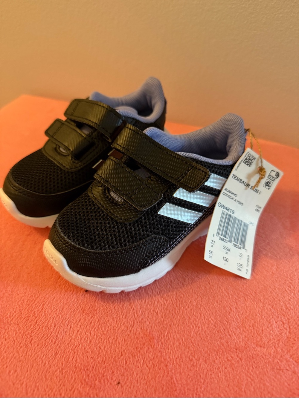 adidas Tensaur Run 1 Toddler Sneakers Black Silver Purple GW4819 Size 6K NWT